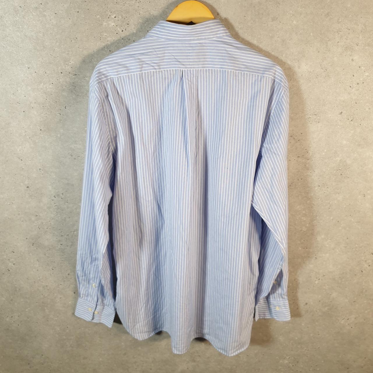 Vintage Ralph Lauren Button Down Shirt Men’s Large Blue Striped Easy Care Pony