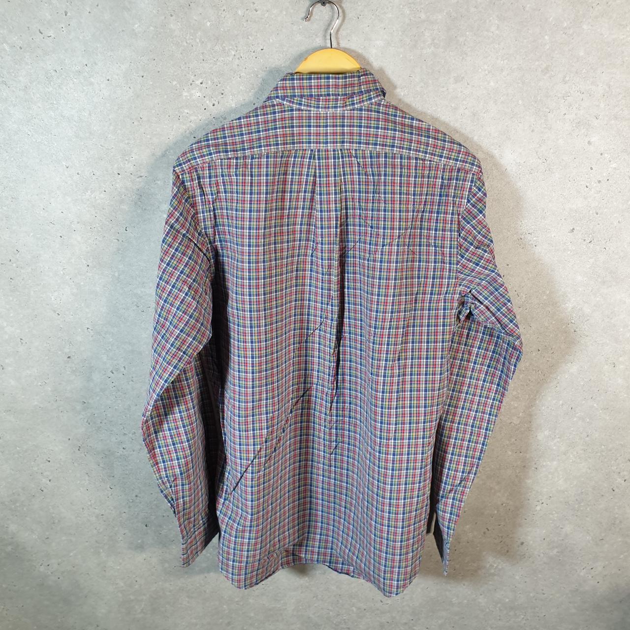 Vintage Ralph Lauren Button Down Shirt Men’s Medium Blue Checkered Custom Cotton Pony