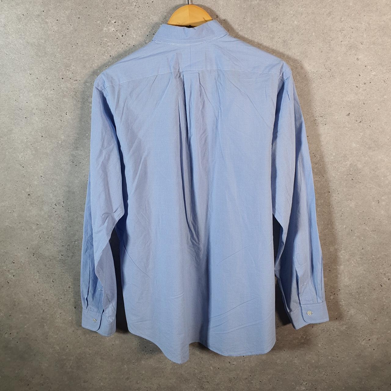 Vintage Ralph Lauren Button Down Shirt Men’s Large Blue Checkered Custom Cotton Pony Casual Big Fish Vintage