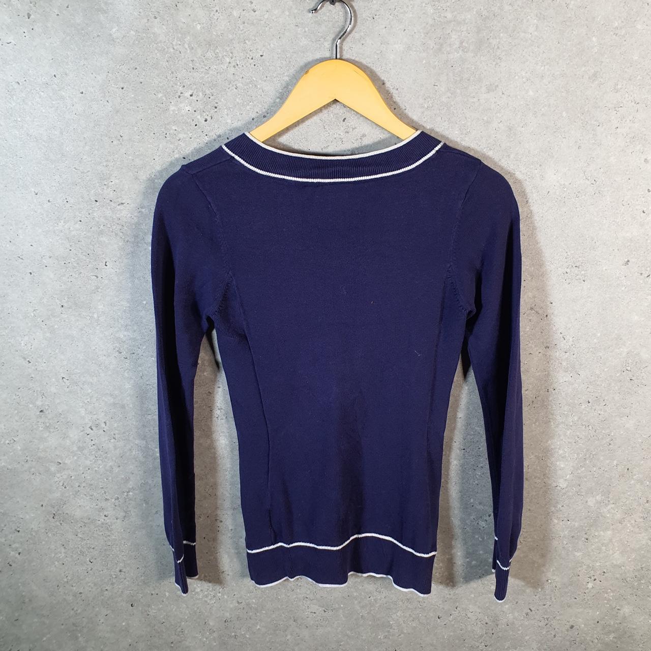 Vintage Nike Knit Club Sweatshirt Womens Small Navy Blue Swoosh Y2K Pullover Logo