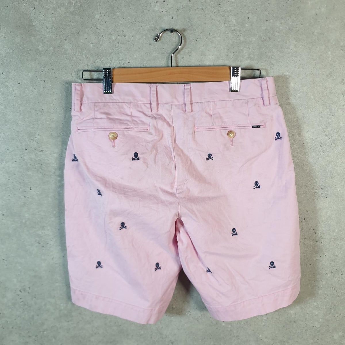 Vintage Ralph Lauren Polo Shorts Jorts Chino Cargo Men’s W30 Pink Skull Bones