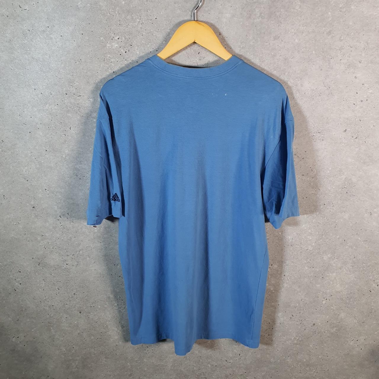 Vintage Adidas T Shirt Men’s Large Blue Three Stripes Athletic Logo