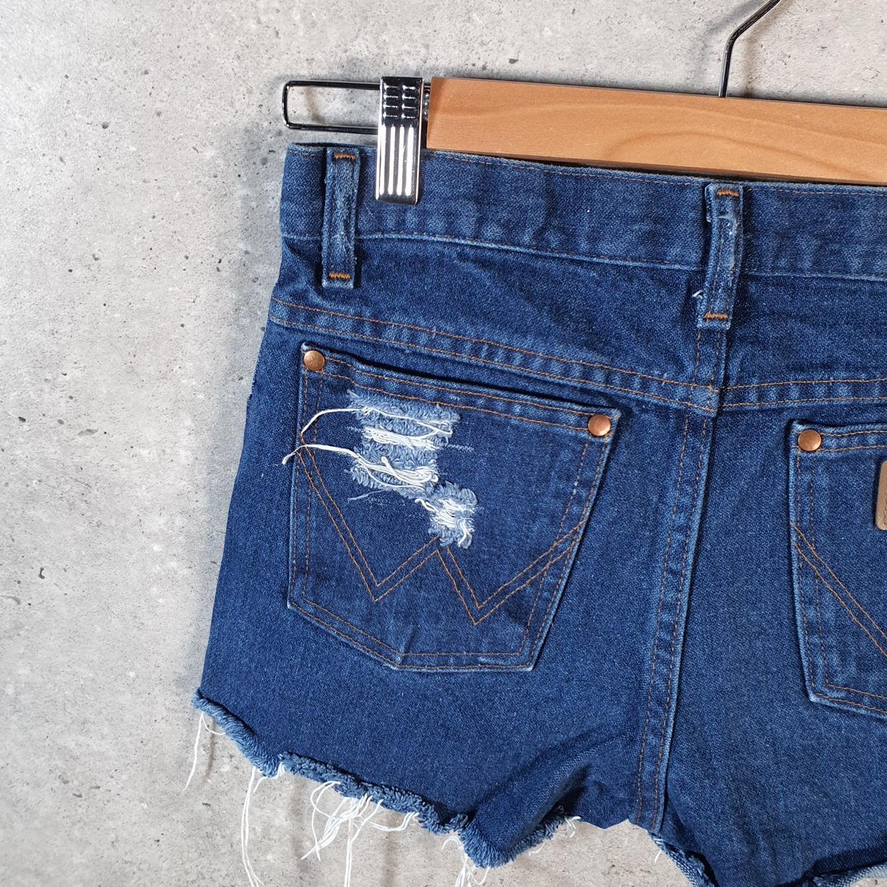 Vintage Wrangler Cut Off Baggy Shorts Jorts Cargo Womens W26 Blue Relaxed Denim