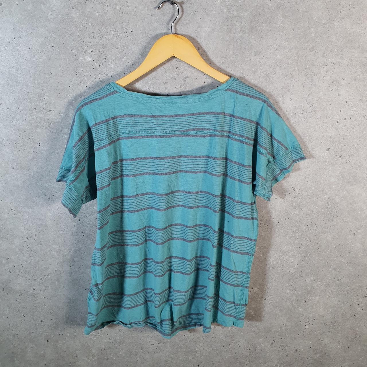 Vintage The North Face TNF Spellout T Shirt Womens XL Striped Blue Logo Athletic