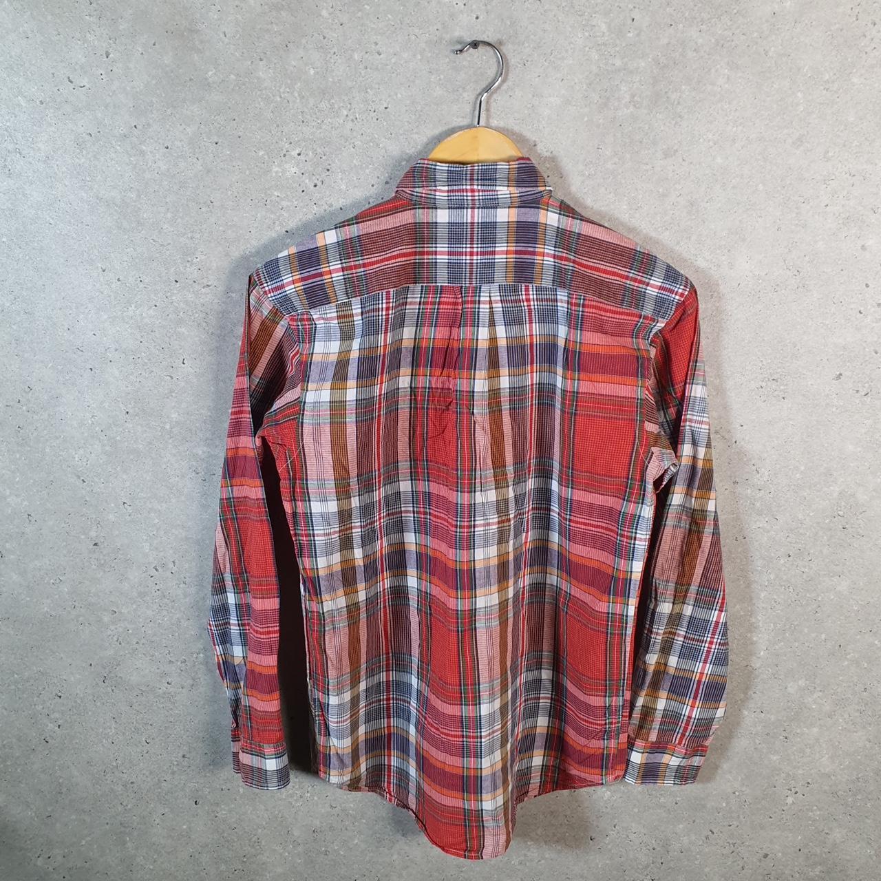 Vintage Ralph Lauren Button Down Shirt Womens Large Red Checkered Classic Fit Cotton Pony Big Fish Vintage