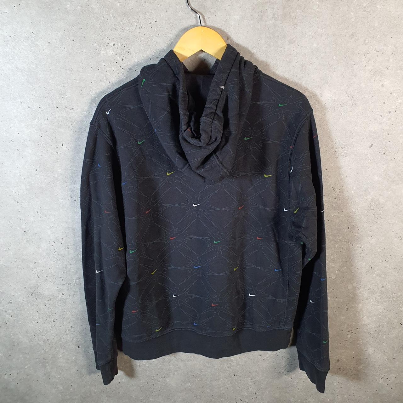 Vintage Nike Centre Swoosh Hoodie Men’s Medium Black Embroidered Y2K Pullover