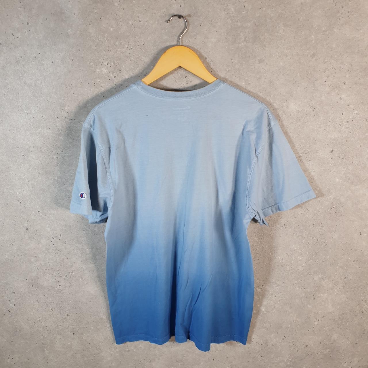 Vintage Champion Spellout Logo T Shirt Mens Medium Blue USA Athletic