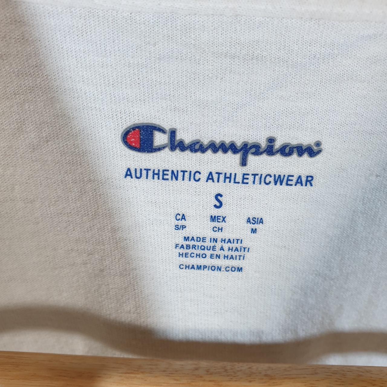 Vintage Champion Spellout T Shirt Men’s Small Slim White USA Athletic