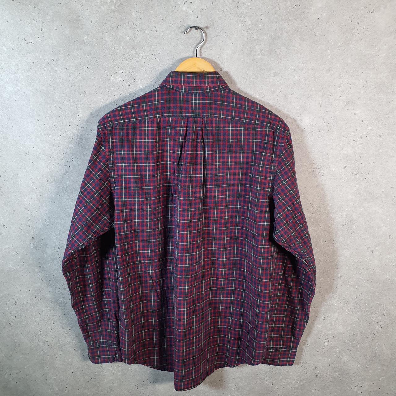 Vintage Ralph Lauren Button Down Shirt Men’s Large Burgundy Checkered Classic Pony Casual C8460