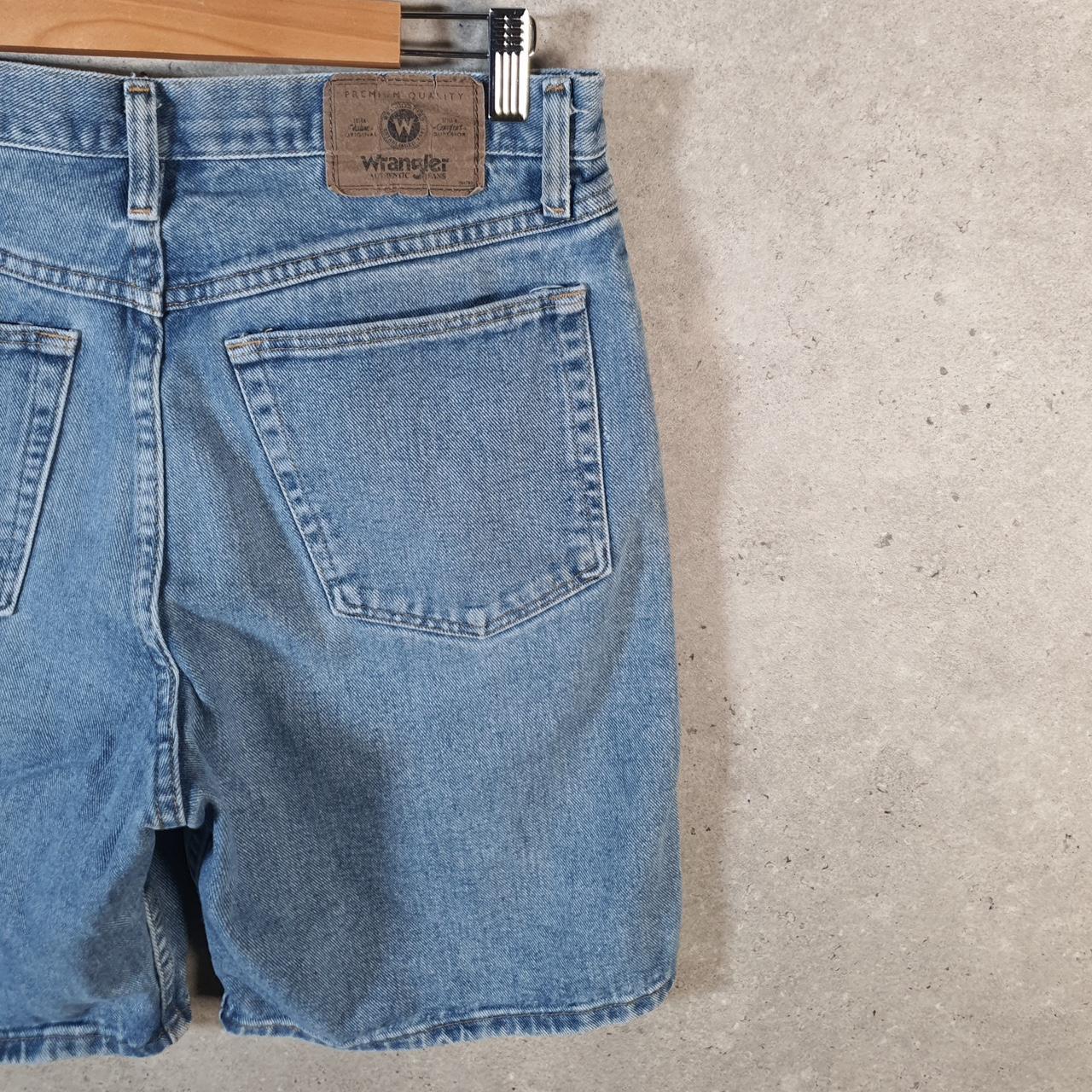 Vintage Wrangler Denim Shorts Jorts Cargo Men’s W32 Relaxed Blue Baggy Cotton