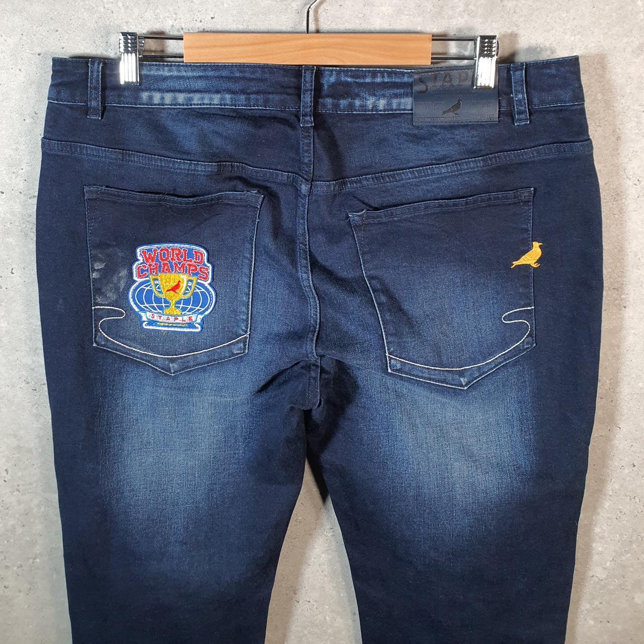 Vintage Staple World Champs Y2K Hip Hop Jeans Mens W36 Blue Denim Big Fish Vintage