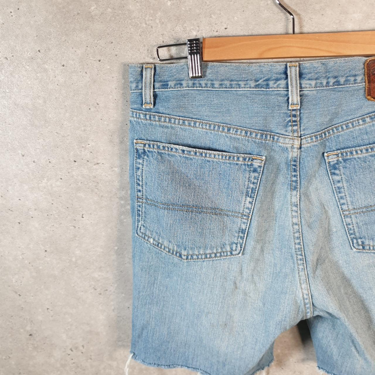 Vintage Ralph Lauren Polo Shorts Jorts Denim Jean Cargo Men’s W34 Blue Baggy Cotton