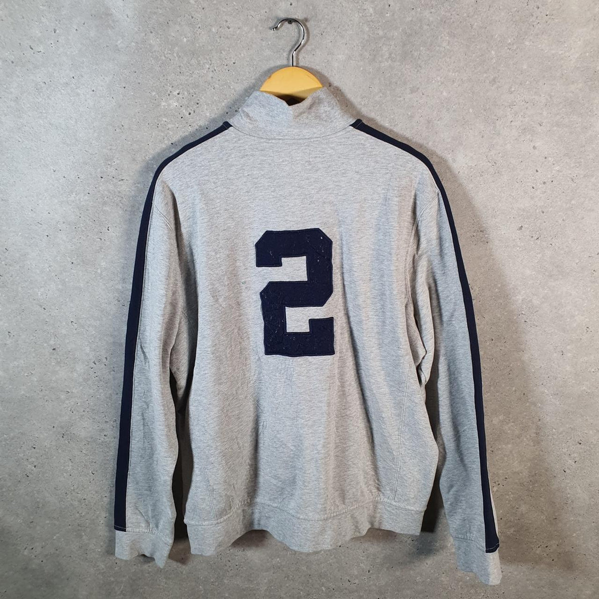 Vintage Ralph Lauren Polo Crest Badge Sweatshirt Men’s XL Grey Cotton Full Zip Pony
