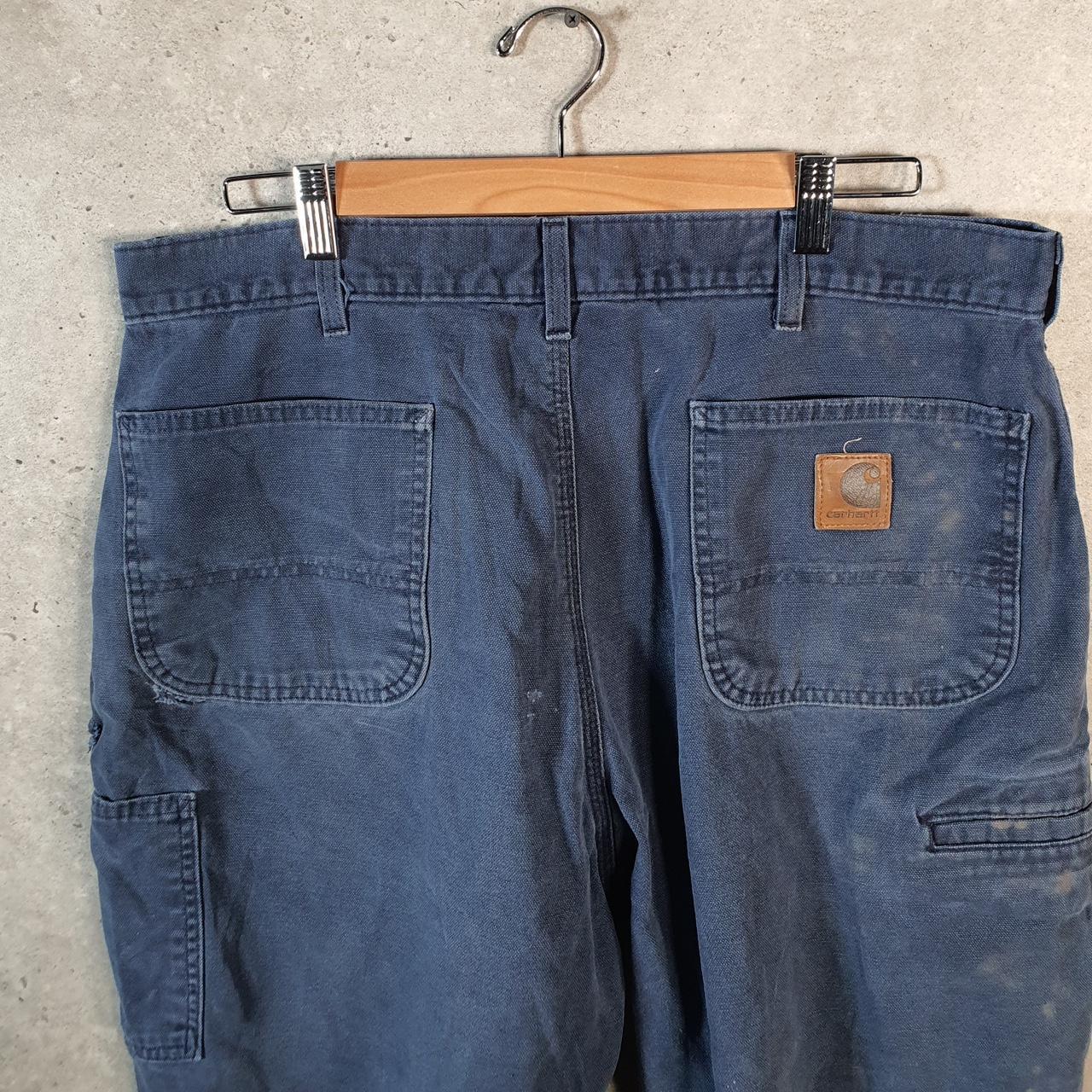 Vintage Carhartt Baggy Carpenter Shorts Jorts Cargo Men’s W38 Navy Blue Relaxed Fit Workwear Big Fish Vintage