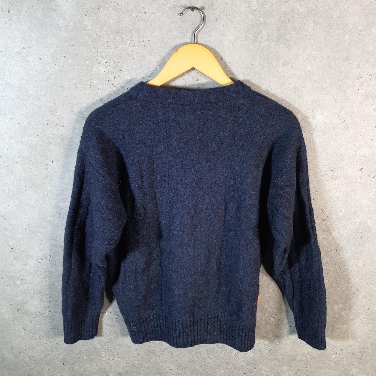 Vintage Timberland Lambswool Blend Knit Sweater Womens Small Navy Blue Logo