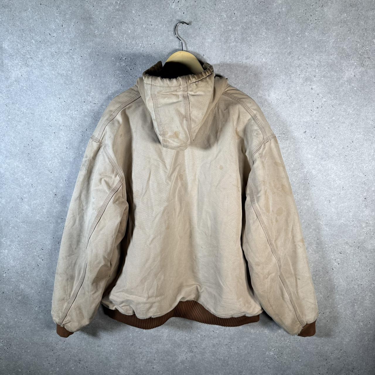 Vintage Carhartt Active Hooded Jacket Men’s XXL Tan Brown J140 BRN Thrashed Workwear Canvas USA