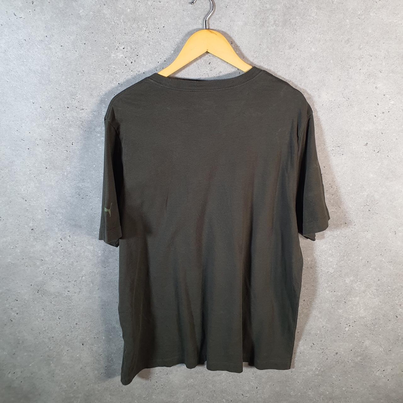 Vintage Puma Spellout T Shirt Men’s XL Khaki Green Logo Athletic Casual