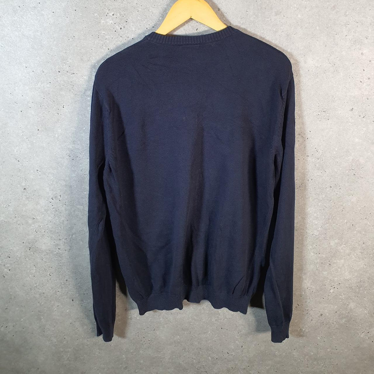 Vintage Lacoste Sweatshirt Men’s Medium Navy Blue Pullover Logo Y2K Jumper Logo