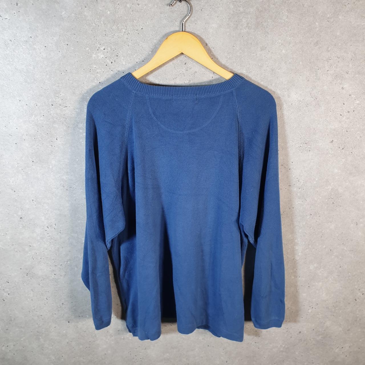 Vintage Eddie Bauer Knit Sweater Womens Medium Blue Y2K Pullover Pocket