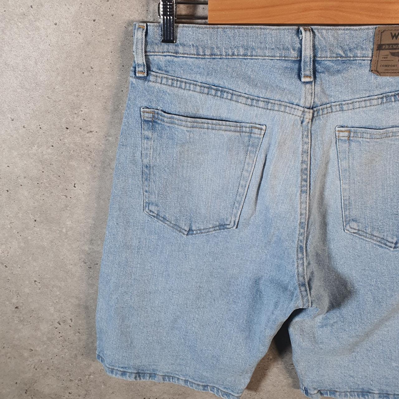 Vintage Wrangler Denim Shorts Jorts Cargo Men’s W32 Relaxed Blue Baggy Cotton