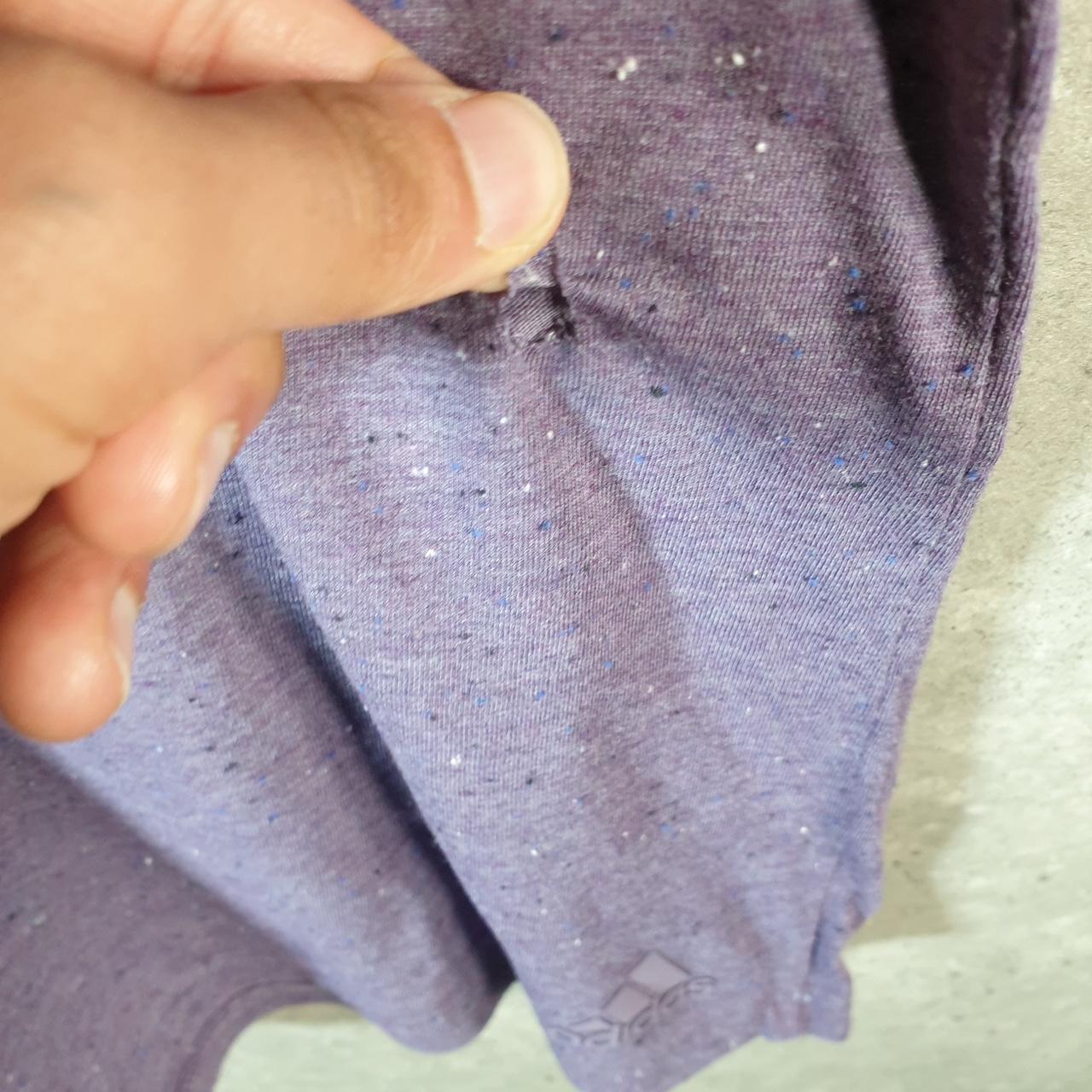 Vintage Adidas Spell out Sustainable T Shirt Womens XL Purple Three Stripes Logo Athletic