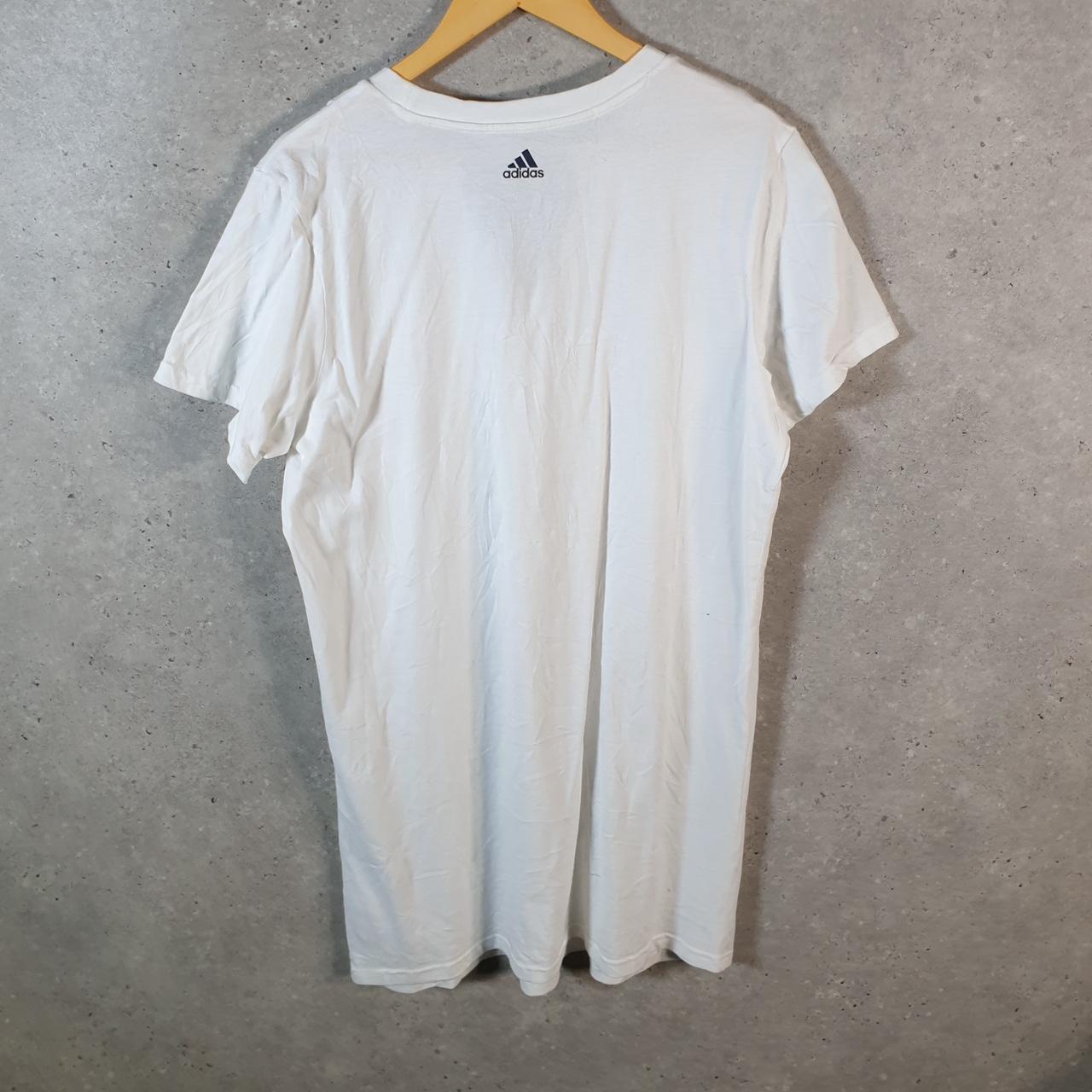 Vintage Adidas Spellout USA Retro T Shirt Womens Medium White Logo Athletic