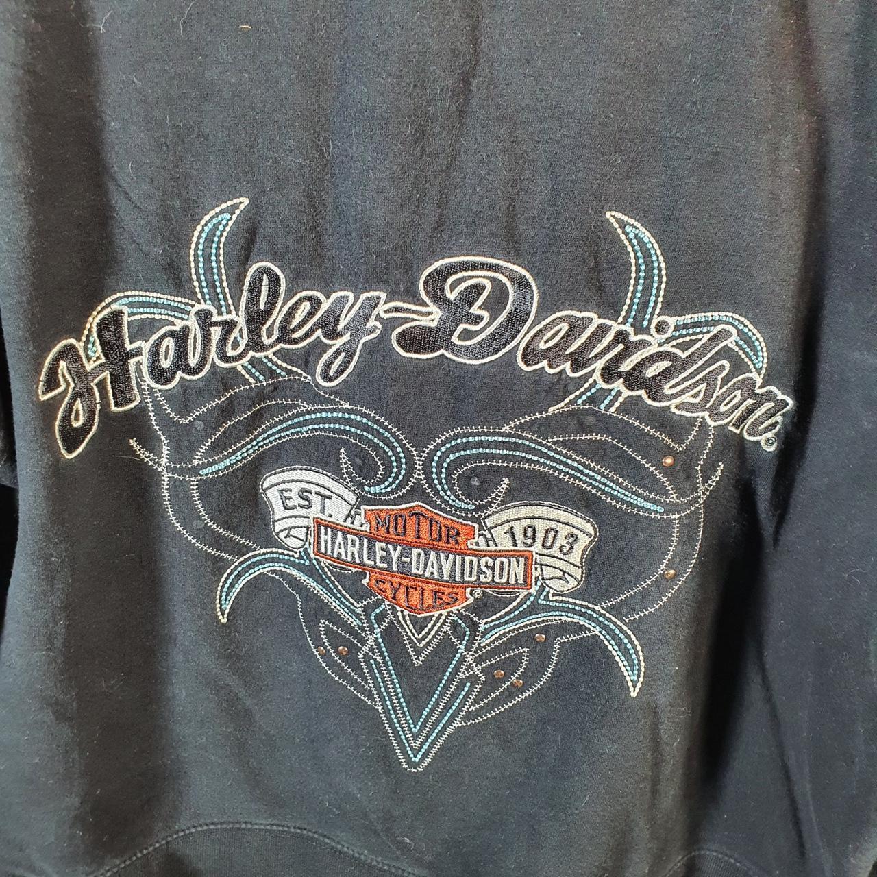 Vintage Harley Davidson Angel Wings Hoodie Womens Large Black Full Zip USA