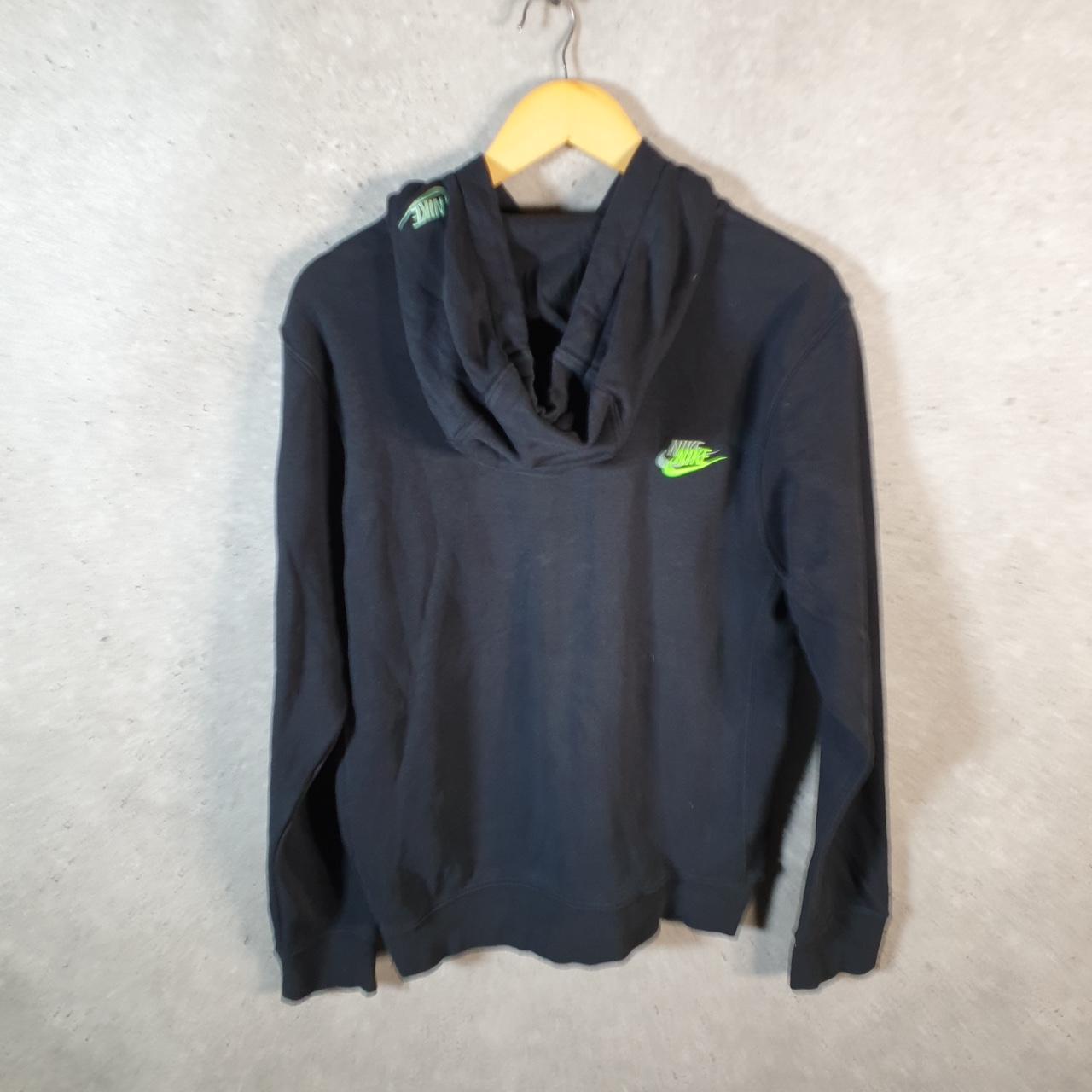 Vintage Nike Club Embroidered AOP Hoodie Men’s Small Black Swoosh Y2K Pullover