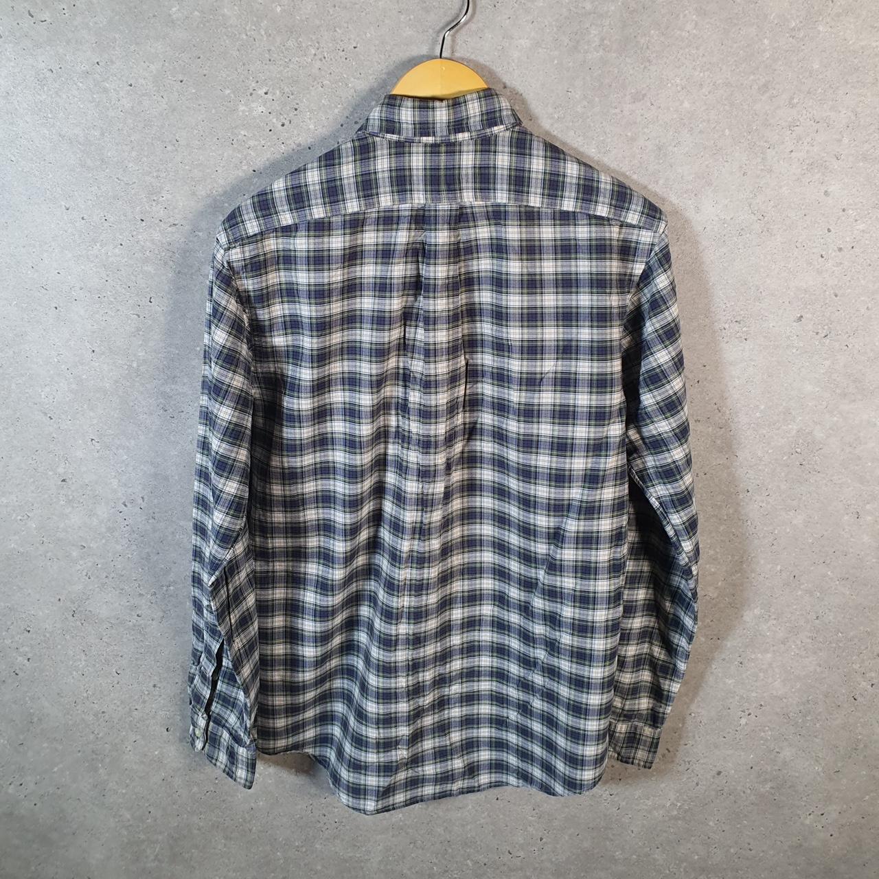 Vintage Ralph Lauren Button Down Shirt Men’s Medium Grey Checkered Custom Fit Pony