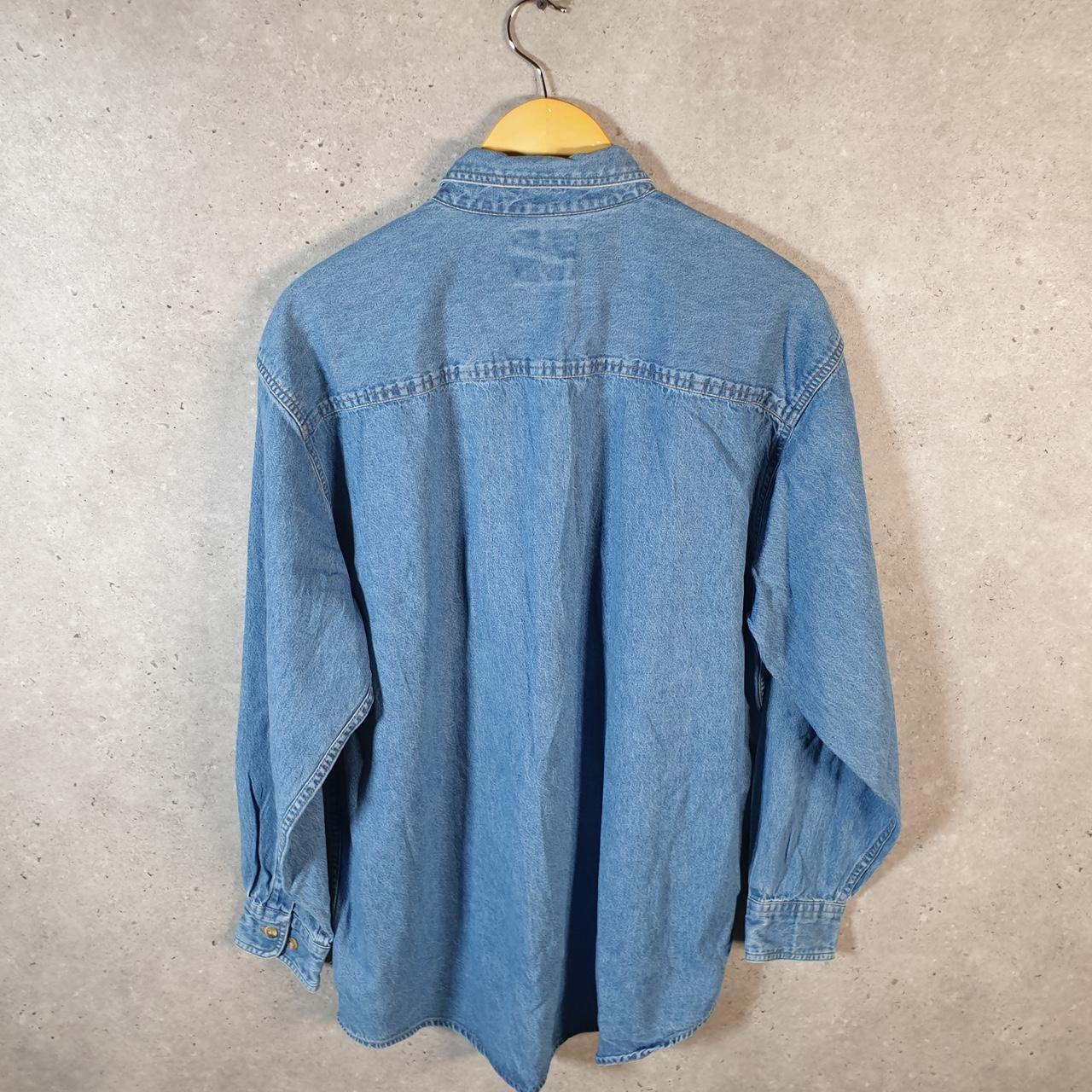 Vintage Lee Denim Jean Trucker Shirt Mens Large Blue Button