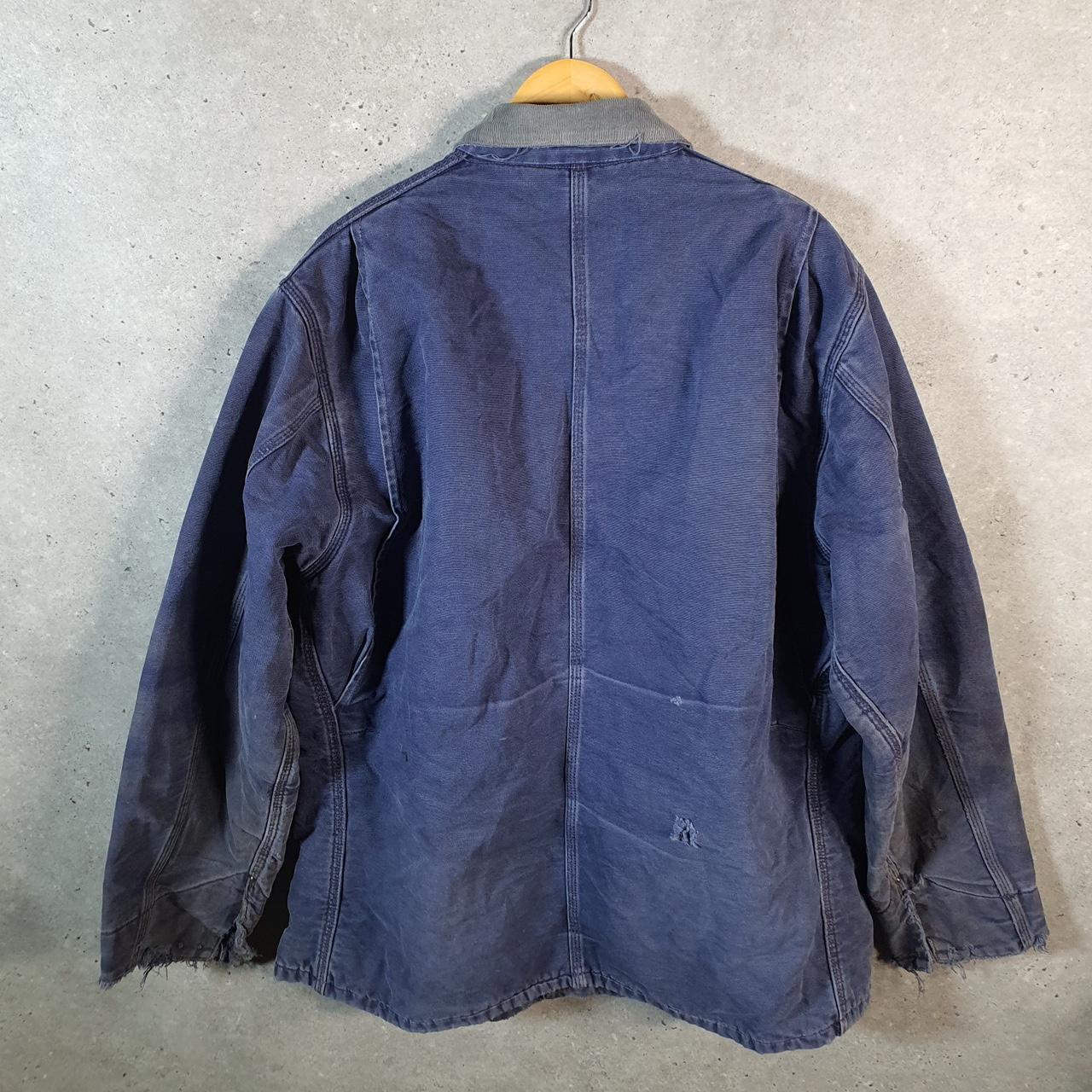 Vintage Carhartt Barn Chore Blanket Lined Jacket Men’s Large Blue Canvas USA Big Fish Vintage