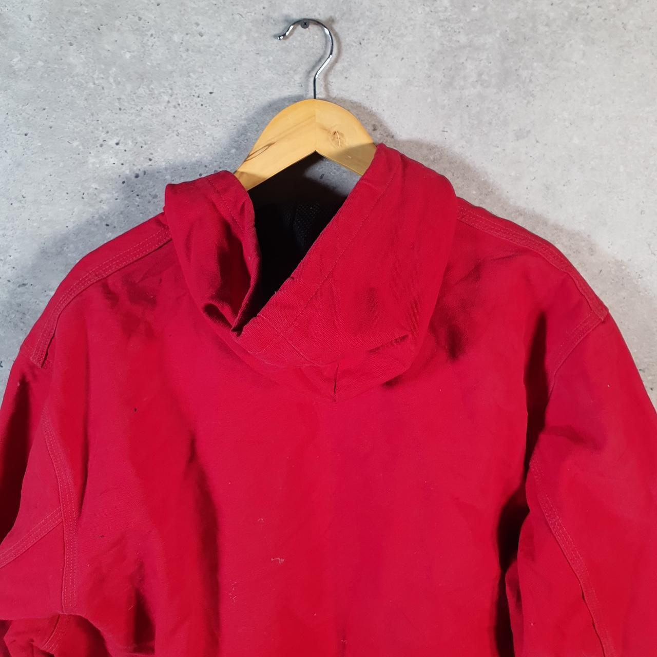 Vintage Carhartt 90s Active Hooded Jacket Men’s XL Red Workwear J03RED Canvas USA Big Fish Vintage