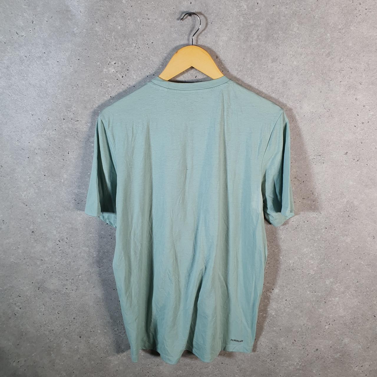 Vintage Adidas PrimeGreen T Shirt Men’s Medium Blue Three Stripes Logo Athletic