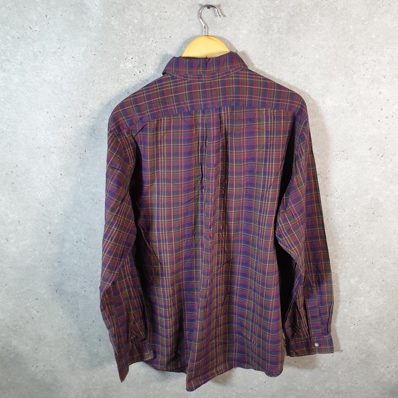 Vintage Ralph Lauren Button Down Shirt Men’s XL Burgundy Checkered Cotton Pony