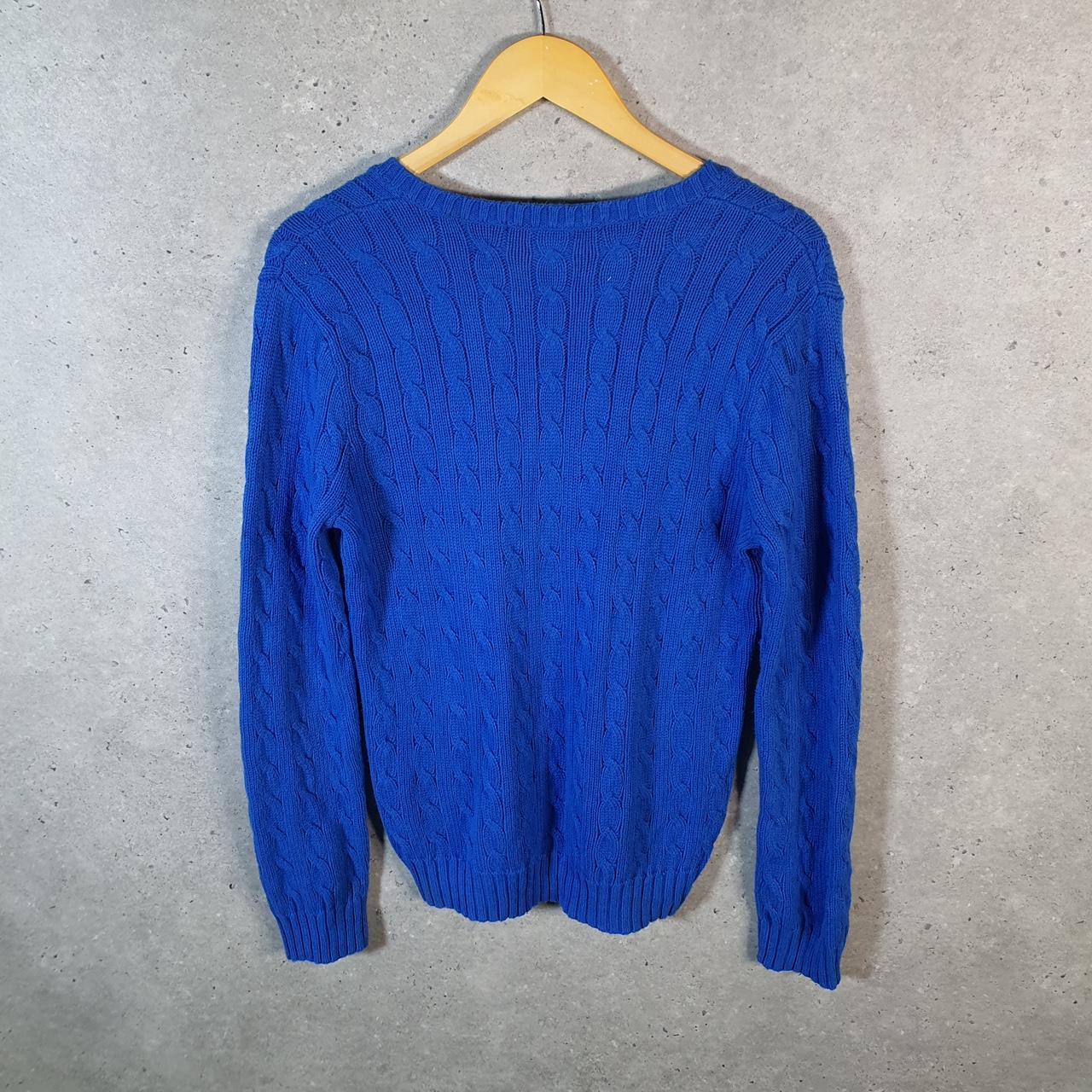 Vintage Ralph Lauren Polo Cable Knit Heavyweight Sweatshirt Womens Large Blue Pony