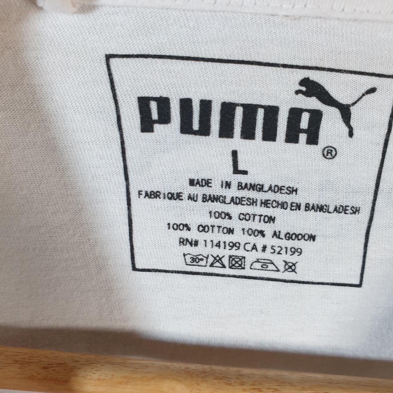 Vintage Puma Spellout T Shirt Mens Large Slim White sports Logo Athletic