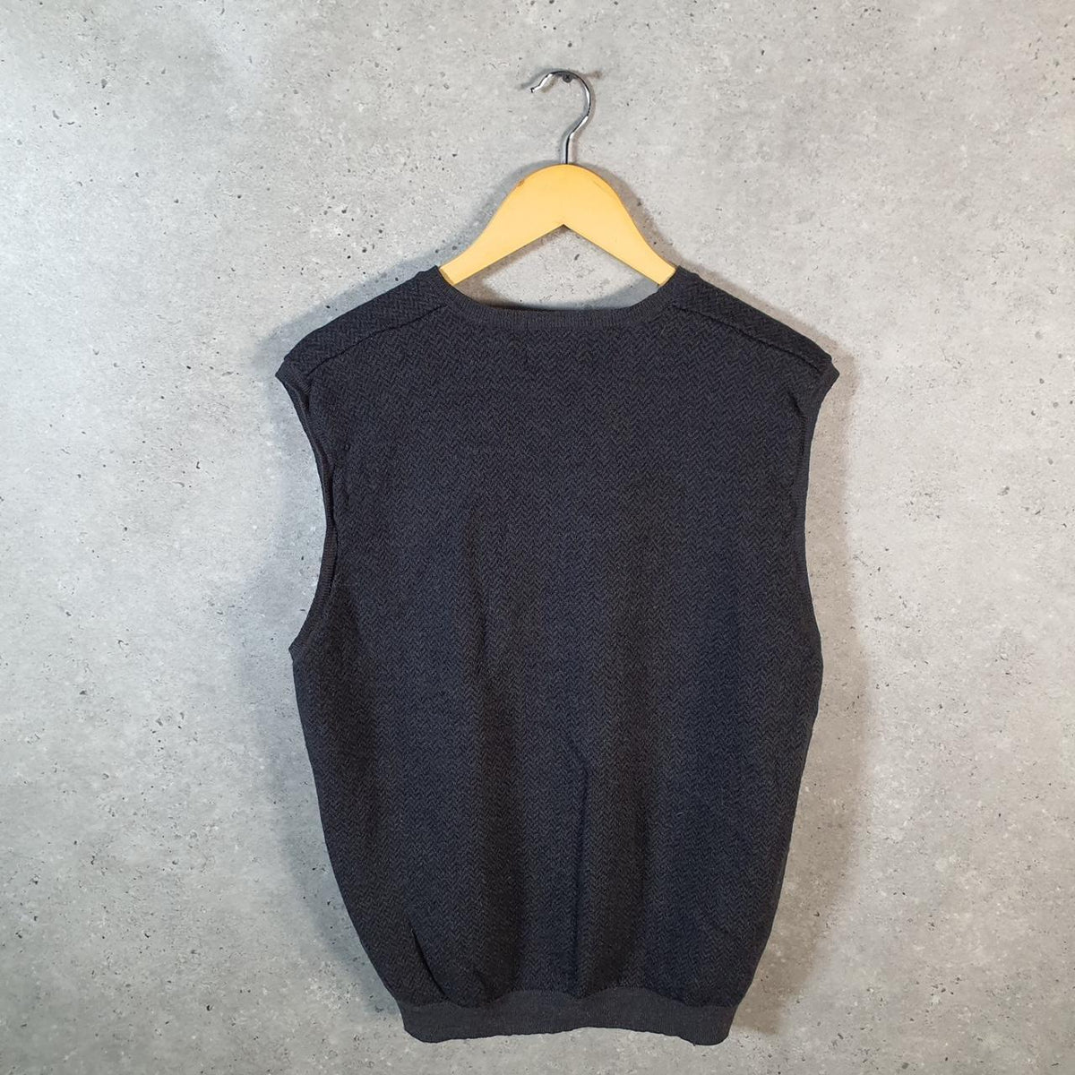 Vintage Eddie Bauer Knit Vest Womens XL Black Y2K Pullover Fine Italian Merino