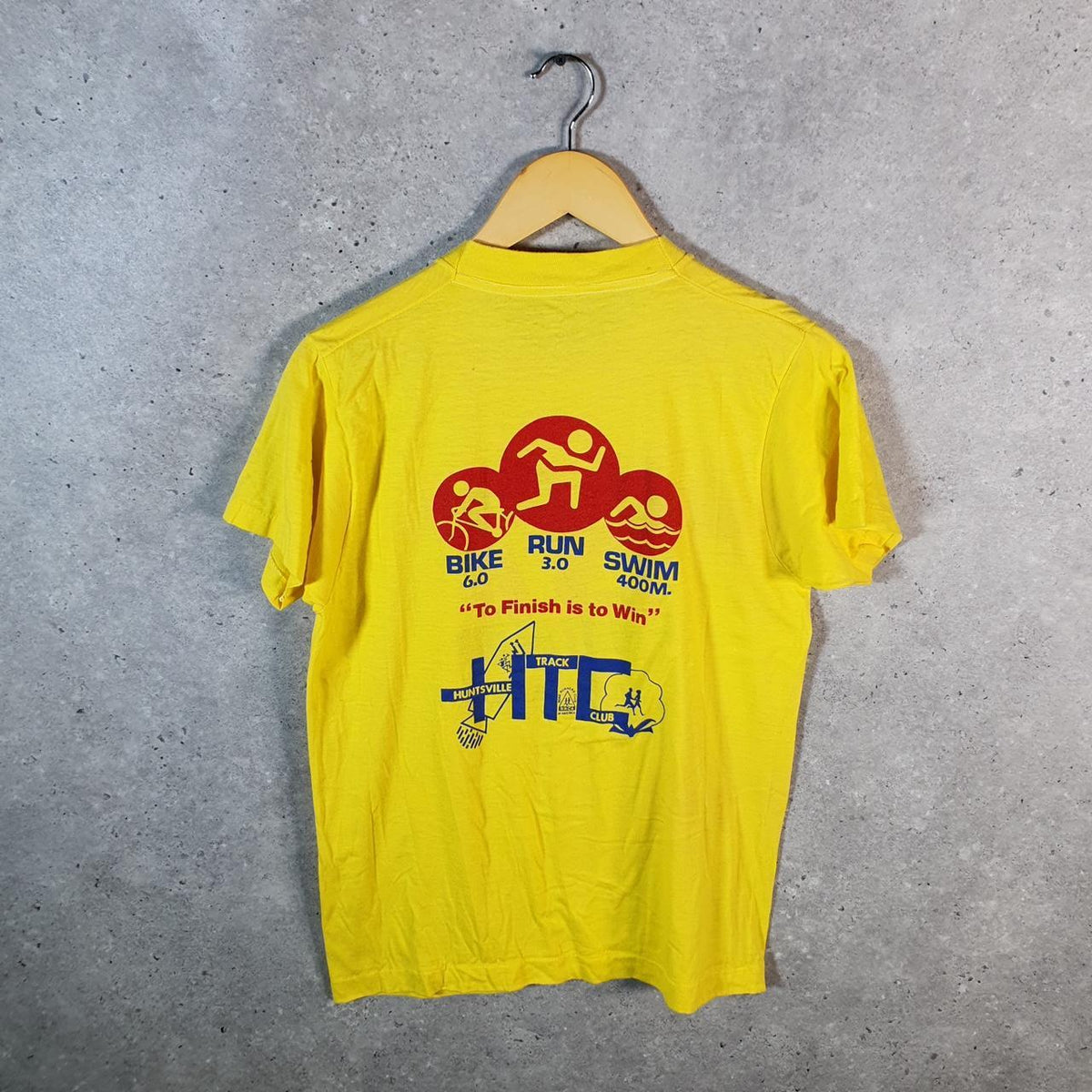 Vintage Triathlon Huntsville Alabama 90s USA Single Stitch T Shirt Men’s Small Yellow