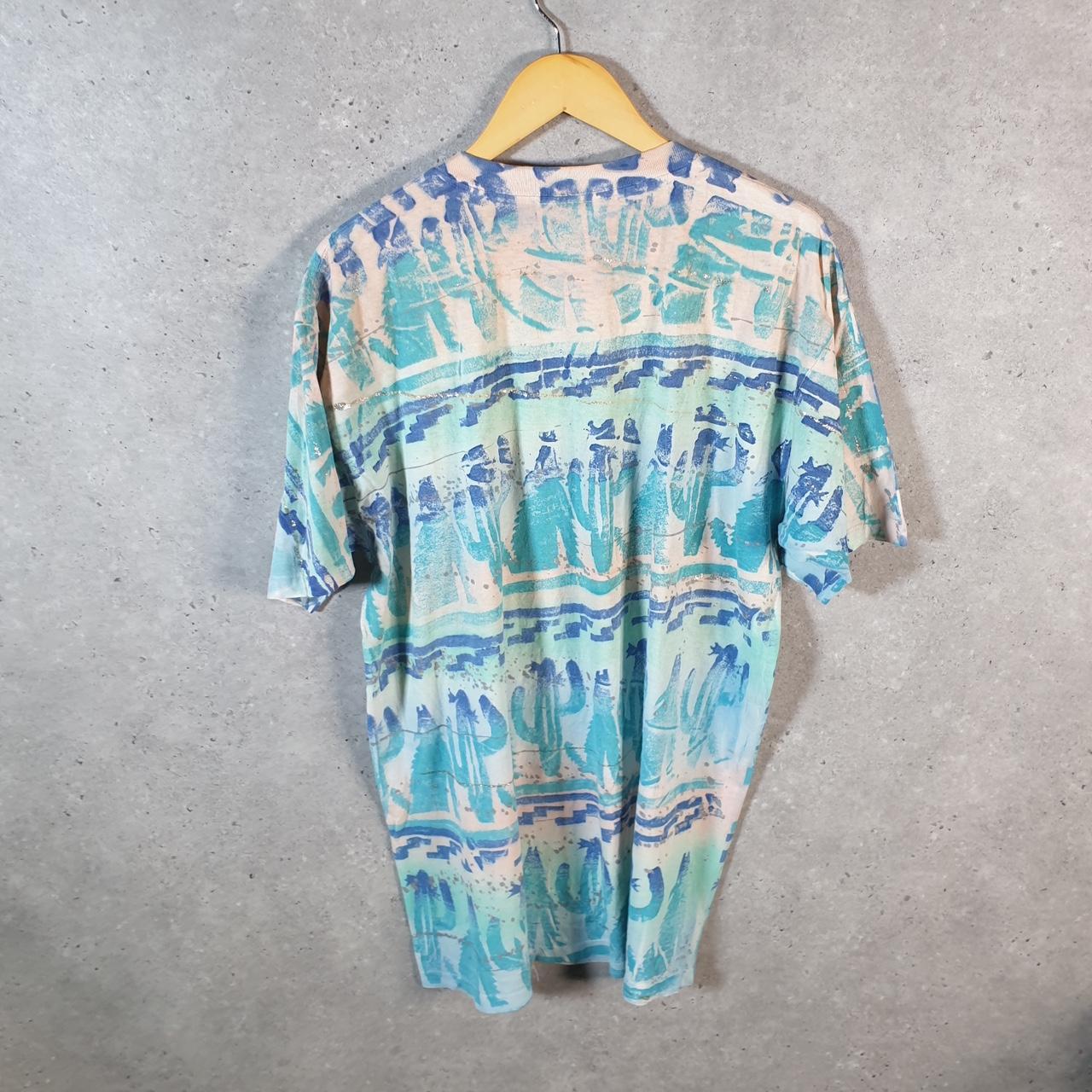 Vintage EZL Cactus Graphic Single Stitch 90s USA Single Stitch T Shirt Men’s Large Blue