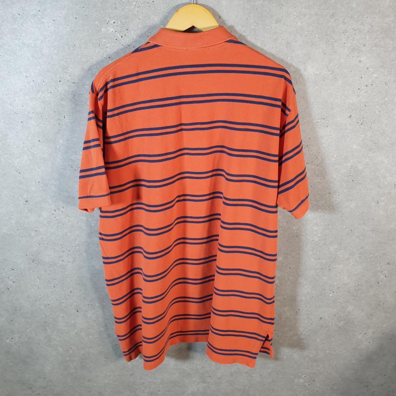 Vintage Ralph Lauren Polo Shirt Men’s 2XL Orange Striped Classic Fit Embroidered Pony