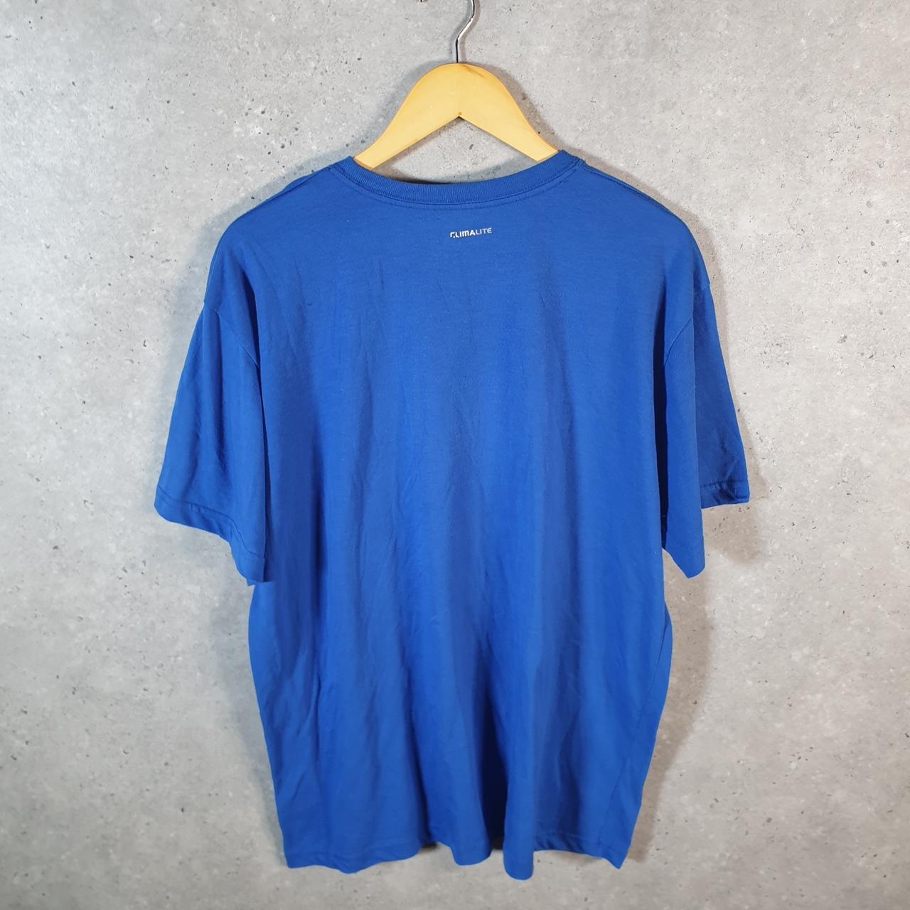 Vintage Adidas Spellout Climalite T Shirt Men’s XL Blue Three Stripes Athletic