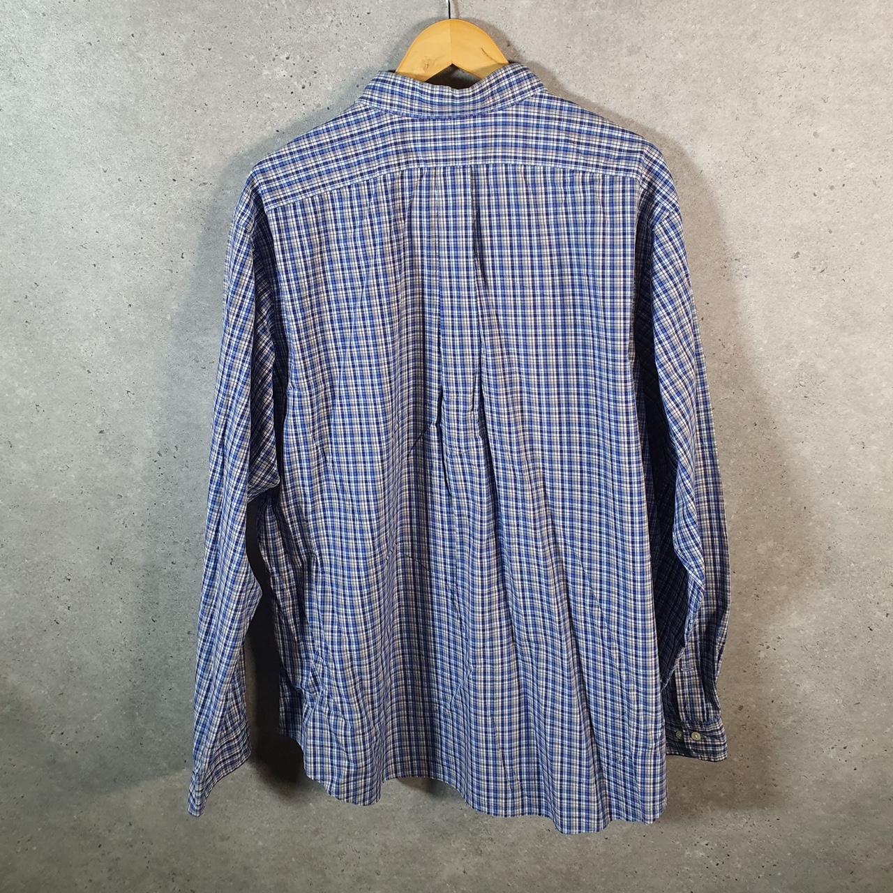 Vintage Ralph Lauren Button Down Shirt Men’s 2XL Blue Checkered Classic Cotton Pony Casual Big Fish Vintage