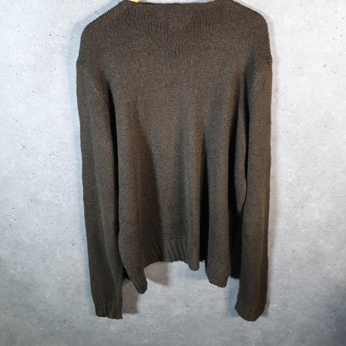 Vintage Ralph Lauren Polo Knit Sweatshirt Men’s XL Khaki Green Cotton Pullover Pony