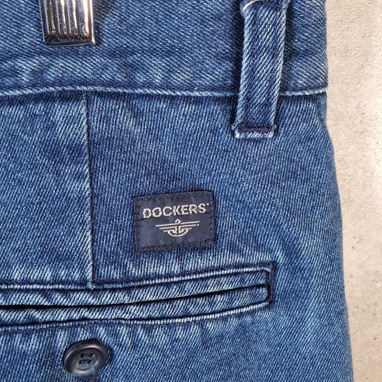 Vintage Dockers Baggy Shorts Jorts Cargo Mens W38 Blue Denim Relaxed Fit Cargo