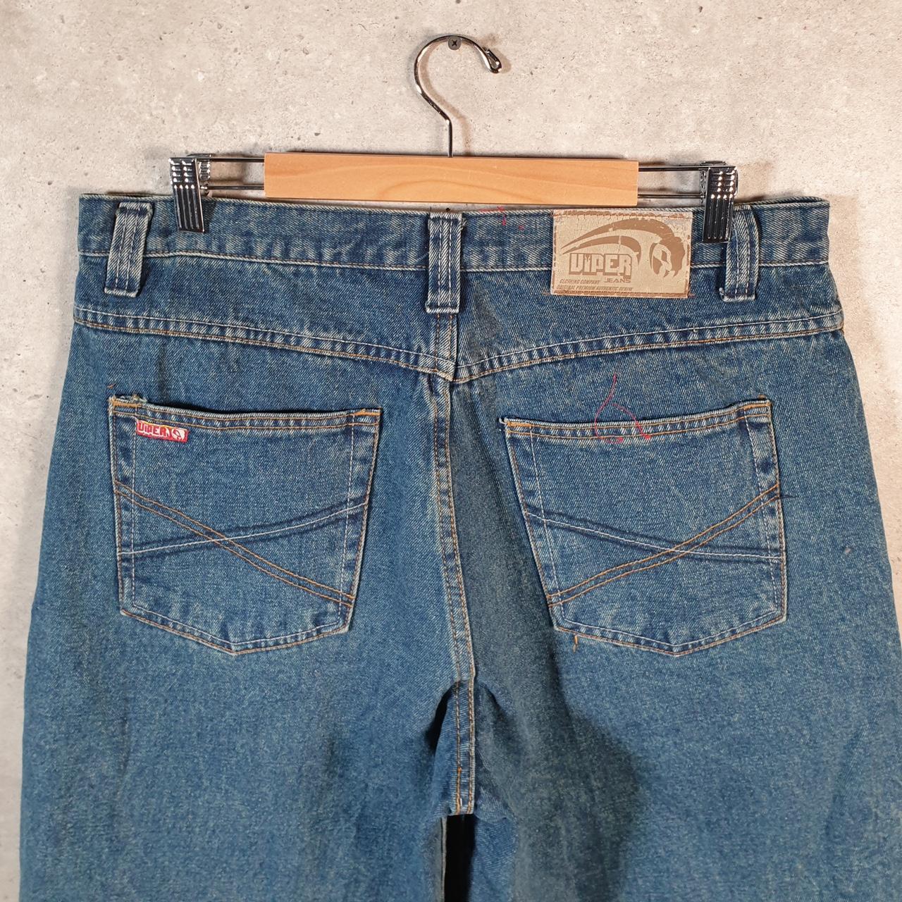 Vintage Viper Jeans Baggy Y2K Hip Hop Jeans Shorts Jorts Mens W36 Blue Denim USA Big Fish Vintage