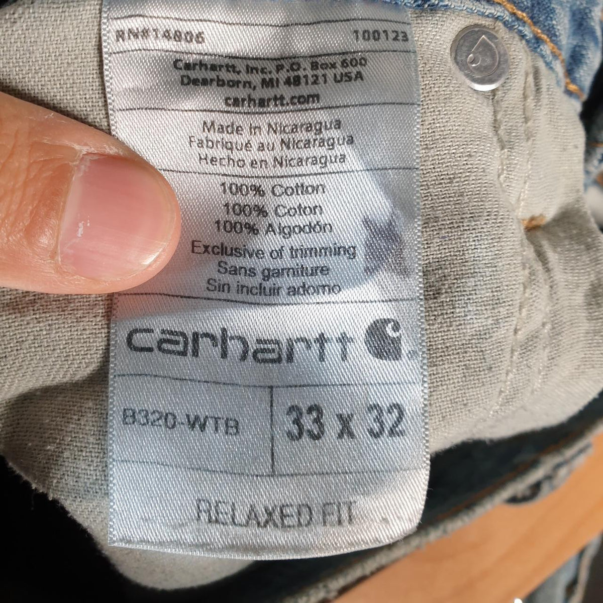 Vintage Carhartt Workwear Carpenter Jeans Mens W33 L32 Blue Denim Relaxed Fit USA