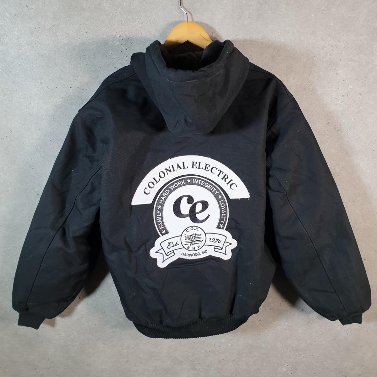 Vintage Carhartt Active Hooded Jacket Men’s Large Black J140 BLK Workwear Canvas USA G2096