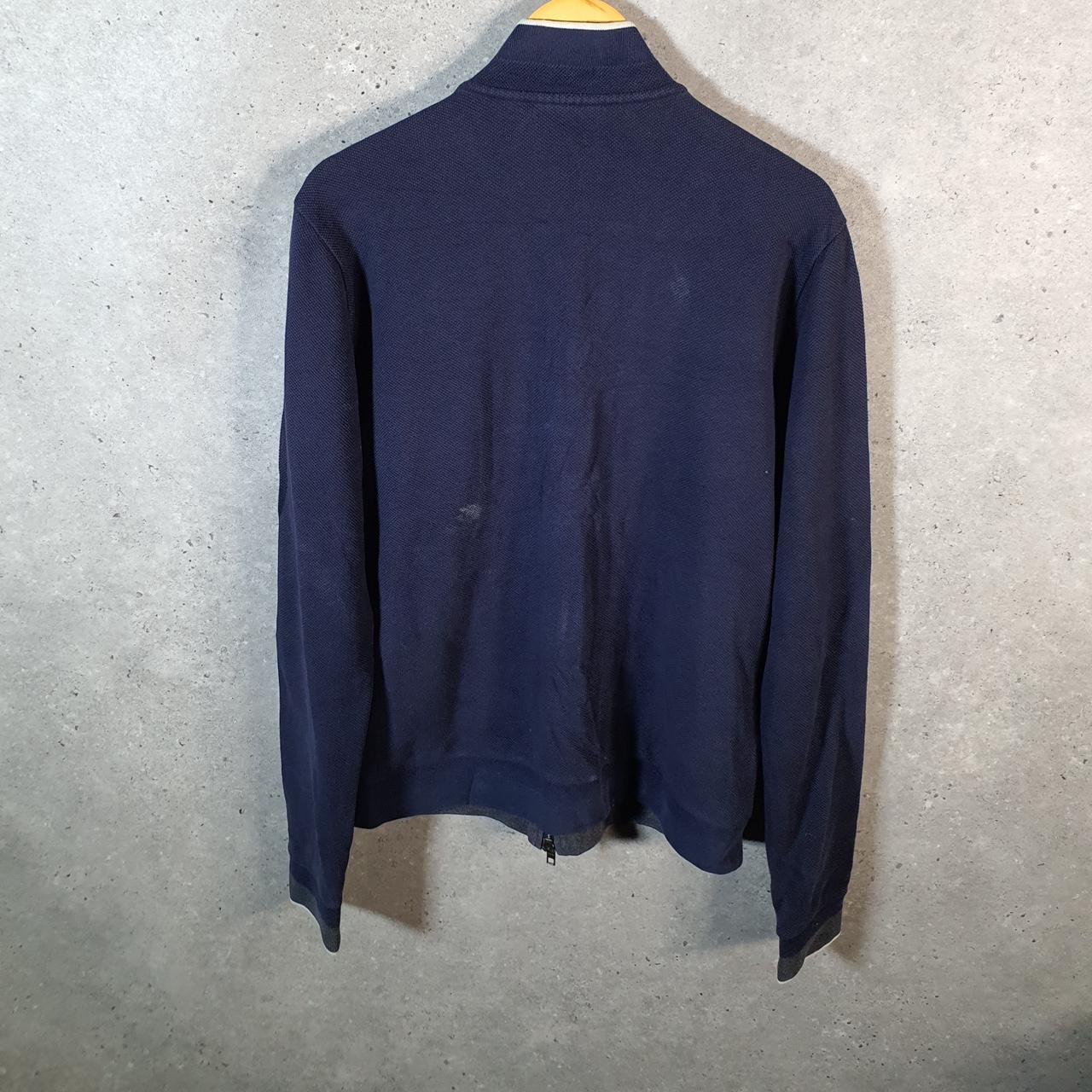 Vintage Lacoste Knit Sweater Mens Medium Navy Blue Full Zip Y2K Jumper Logo