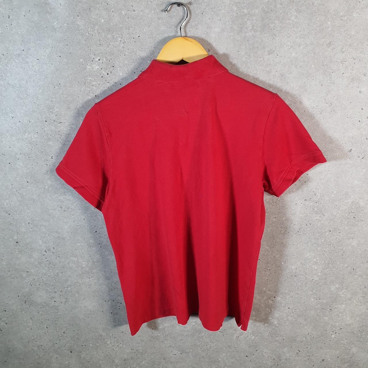 Vintage Tommy Hilfiger Polo Shirt Womens Large Red Custom Fit Embroidered Logo
