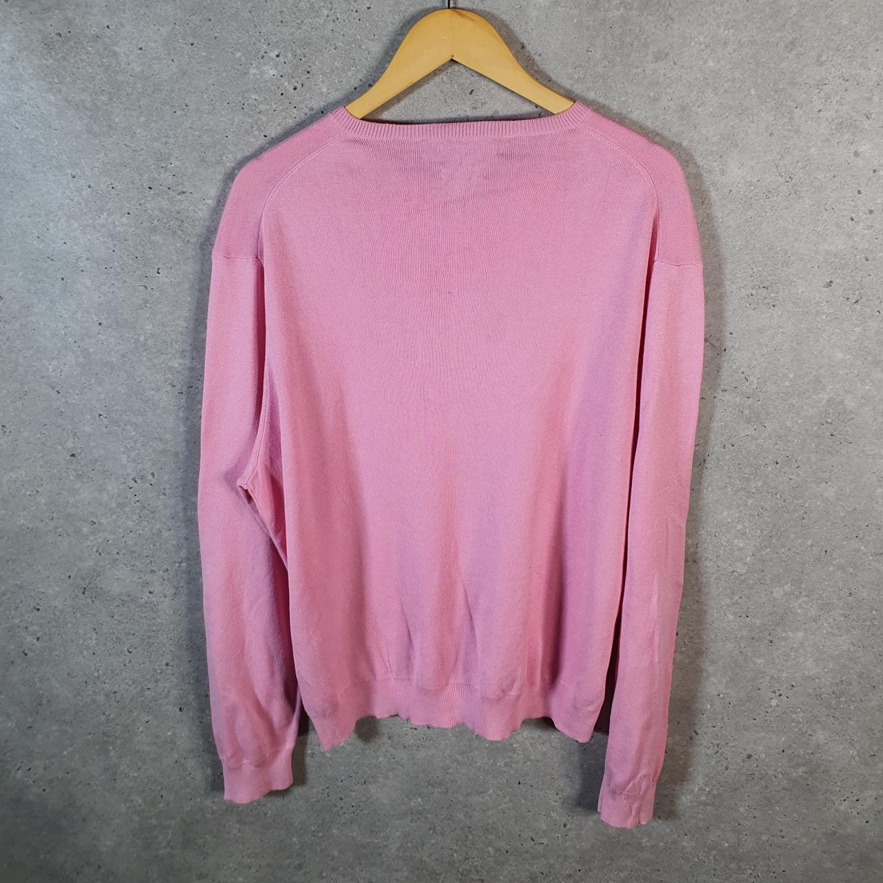 Vintage Ralph Lauren Polo V Neck Sweatshirt Men’s XL Pink Cotton Pullover Pony